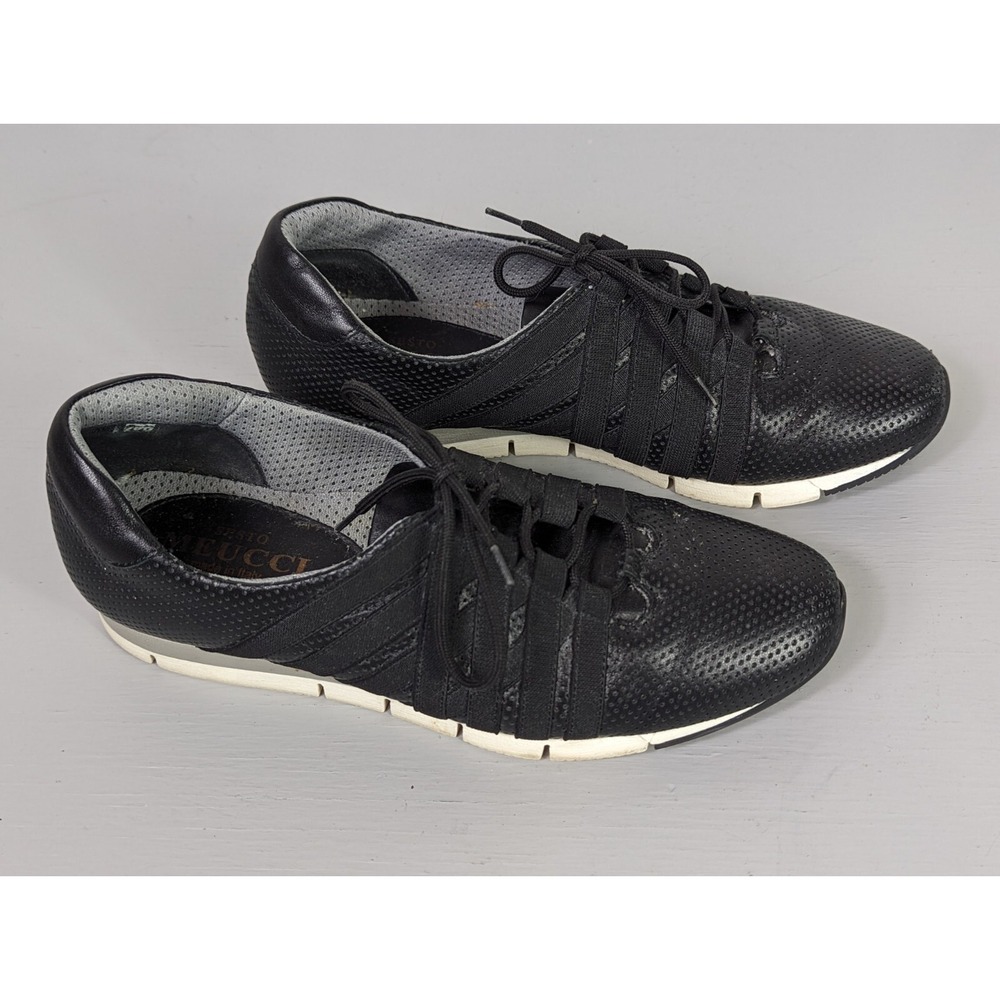 Sesto Meucci Sneakers Womens Size 6.5  Black Calais Perforated Leather Italy‎